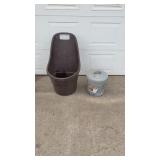 Rolling Garden Cart, Galvanized Can With Lid