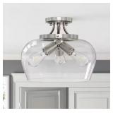3-Light Brushed Nickel Semi Flush Mount Ceiling