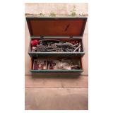 Wooden Tool Box with Contents