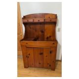 Vintage Knotty Pine Dry Sink With Hutch Top