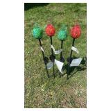 4 31" Glass Bird Solar Light Decorations