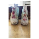 2 Outdoor Rooster Rock Decorations