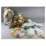 Dog stuffed animals and Bunny decorations
