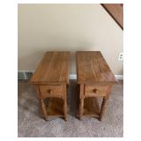 2- Oak End Tables W/ 1 Drawer, 22"w x 25"h,