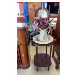 Wooden Wash Basin with Pitcher and Basin