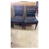2 Antique Victorian Parlor Chairs with Leather