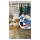 Lot Of Plastic Tupperware w/ Folding Chair & Gate