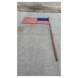 US Flag on Large Wood Pole