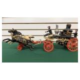 Cast Iron Firefighter Horse Drawn Wagon