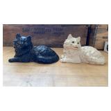2 Cast Iron Cat Door Stops