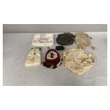 Crochet Draw String Pouches, Leather Clutch, Etc