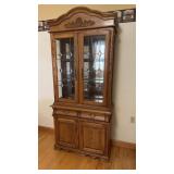 Oak China Cabinet With Beveled Glass Doors