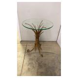 Metal Sheaf-of-Wheat Table Base and Glass top