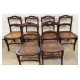6 Victorian Rose Back Cane Seat Chairs