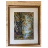 Signed Watercolor Painting Wood and Stream Ramus