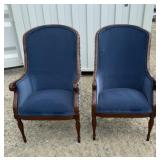 Tall Back Blue Cushioned Chairs