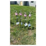 4 31" Glass Flamingo Solar Light Decorations