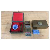 Chinese Matches, Stamp and a Brass Cigar  Box