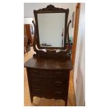 Oak 3 Drawer Dresser W/ Beveled Mirror