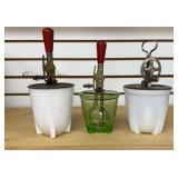 3 Vintage Manual Hand Mixers with Dishes