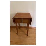 Drop Leaf Side Tabe W/ 2 Drawers, Glass Knobs