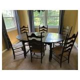 Gate Leg Drop Leaf Table W/ 6 Lader Back Chairs