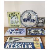 6 Beer and Whiskey Advertising Signs