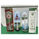 4 Thermometers: Texaco, Bud, Budweiser, John Deere