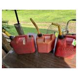 3 Red Fuel Cans - One 2 1/2 Gal. Has Diesel In It