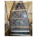 Unusual Large Boat Shape Leaded Glass Window