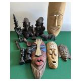 Wooden African Masks, Tribal Figureens