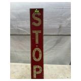 Unusual Old Vertical Metal Sign: "STOP"  6" x 33"