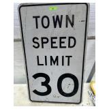 Metal Sign: "TOWN SPEED LIMIT 30" 18" x 30"