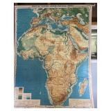 Nice Condition: AFRICA OIL CLOTH ROLL UP MAP