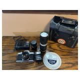 Pentax K1000, Argus G1835 Cameras, Lens, Case