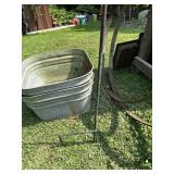 Two Metal Galvanized Tubs With Drain Hole