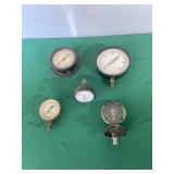 5 Old Temperature & Pressure Gages