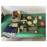 Old thermometers, plaques, block plane