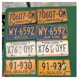 4 Sets Of 2 NY License Plates, 1-Set Dealer -