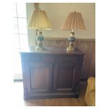 Early Wooded Cabinet W/ 2 Lamps