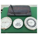 3 Old Round Advertising Thermometers