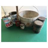 Wooden Stave Bucket W/ Asst. Tins