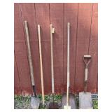 2 Flat Shovels, Child Shovel, Scraper &