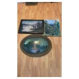 3 Paintings One With Bow Front Frame