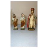 3 Religious Chalkware Statues