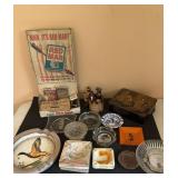 Lot- Asst. Ash Trays, Smoking Accessories, Etching