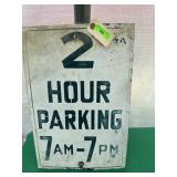 Metal Sign- 2 Hour Parking 7am-7pm   12" x 18"