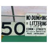 2- Metal Signs- No Dumping, 50