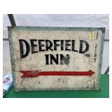 Metal: DEERFIELD INN Sign with red arrow