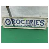 Wood Frame W/Glass: "Groceries & Dry goods"